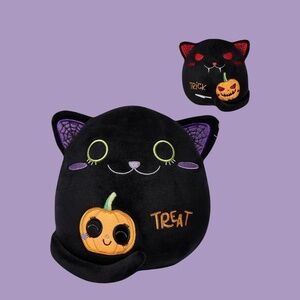 Two-Sided Stuffed Black Halloween Cat